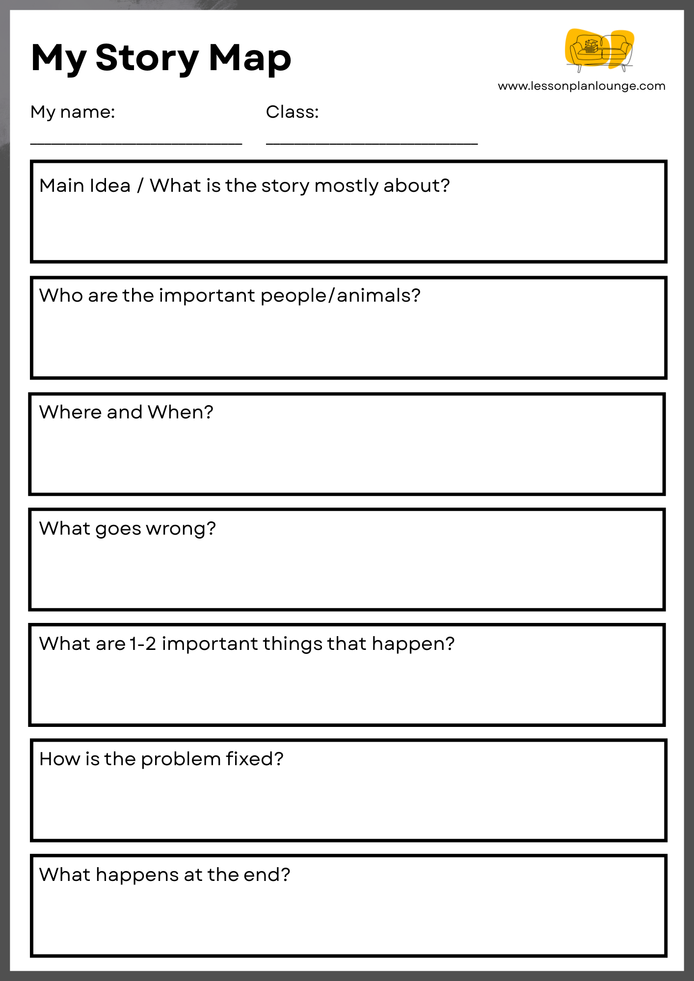 FREE Worksheet - English - Story Map 3 (Grey) - Primary Education