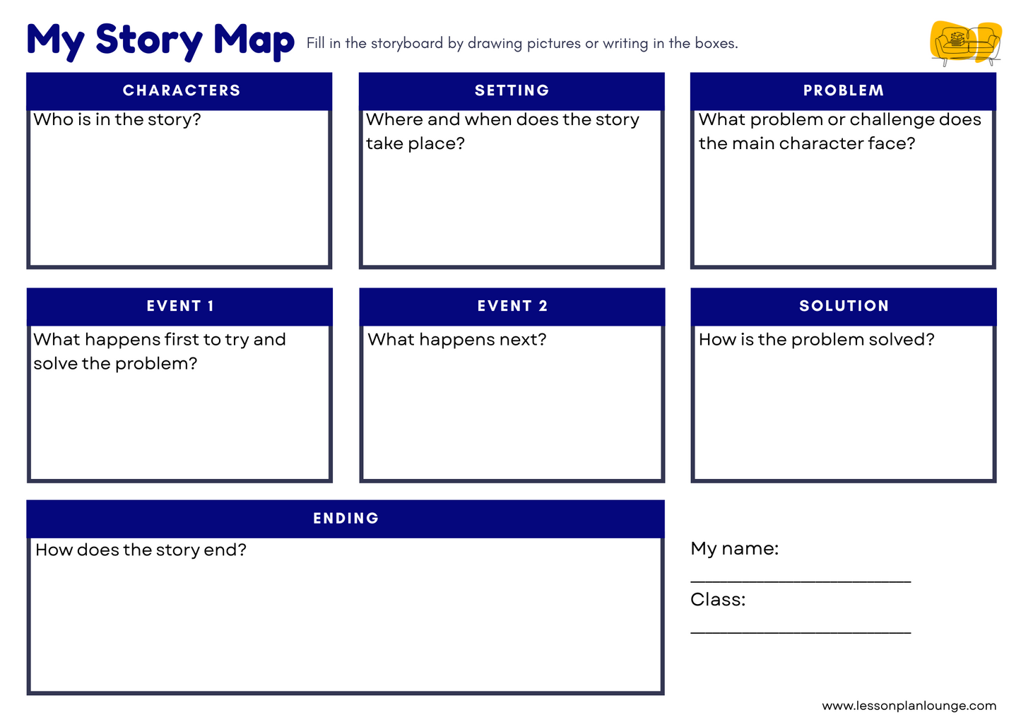 FREE Worksheet - English - Story Map (Blue) - Primary Education