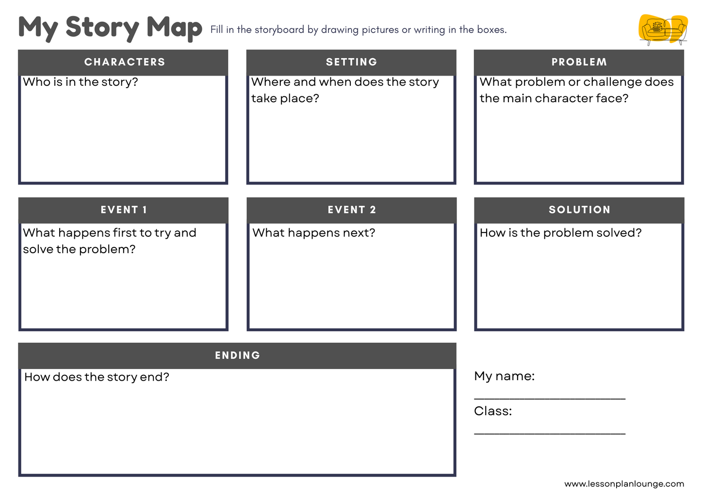 FREE Worksheet - English - Story Map (Grey) - Primary Education
