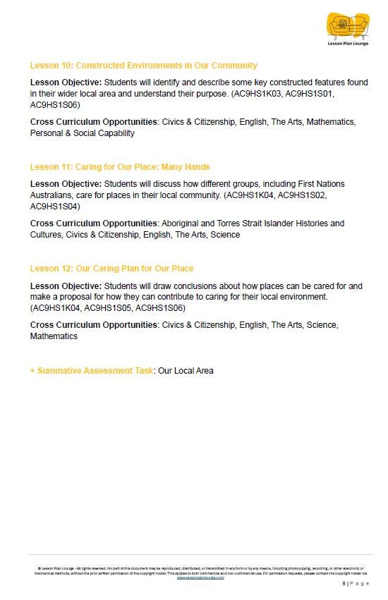 HASS - Geography: 12 Lesson Plans + 1 Summative Assessment and FREE Student Worksheets (Year 1)
