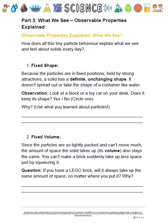 Science - Chemical Sciences: Lesson Plans (10 lessons) + 1 Summative Assessment + FREE Student Workbook (Year 5)