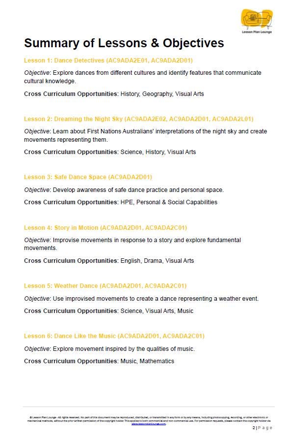 The Arts - DANCE: 12 Lesson Plans + 1 Summative Assessment + 10 Fun Dance Ideas (Year 1)