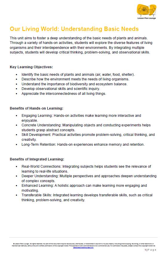 Biological Sciences: 49 Hands-On Learning Tasks & Experiments (Year 1)