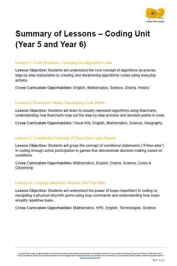 Technologies - Code Commander (Coding): 10 Lesson Plans + Summative Assessment Task (Year 5 and Year 6)