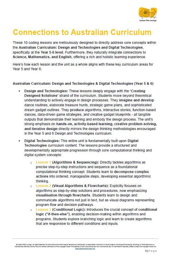 Technologies - Code Commander (Coding): 10 Lesson Plans + Summative Assessment Task (Year 5 and Year 6)