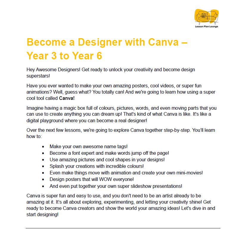 Discover Canva – Unleash your Designer Skills: 10 Lesson Plans (Year 3 to Year 6)