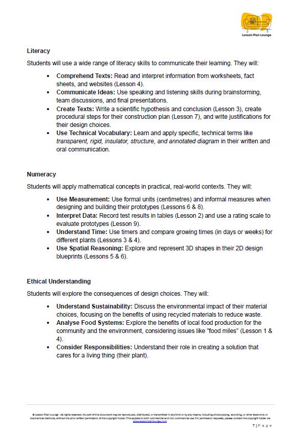Design Technologies - Grow Your Own Greenhouse Gadget: 10 Lesson Plans + Summative Assessment and FREE Design PORTFOLIO Workbook (Year 3-4)
