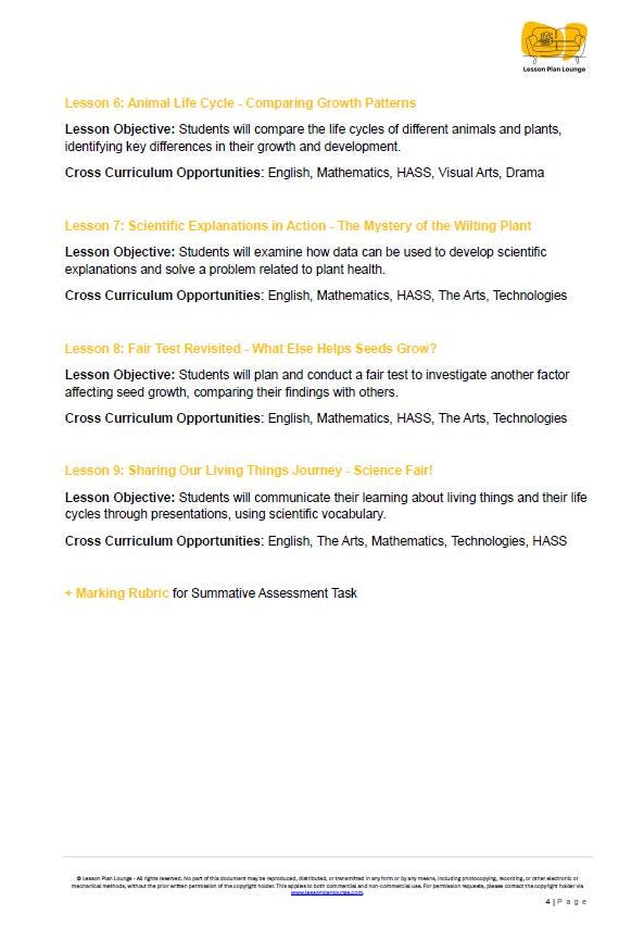 Science - Biological Sciences: Lesson Plans (9 lessons) + 1 Summative Assessment + FREE Student Workbook (Year 3)