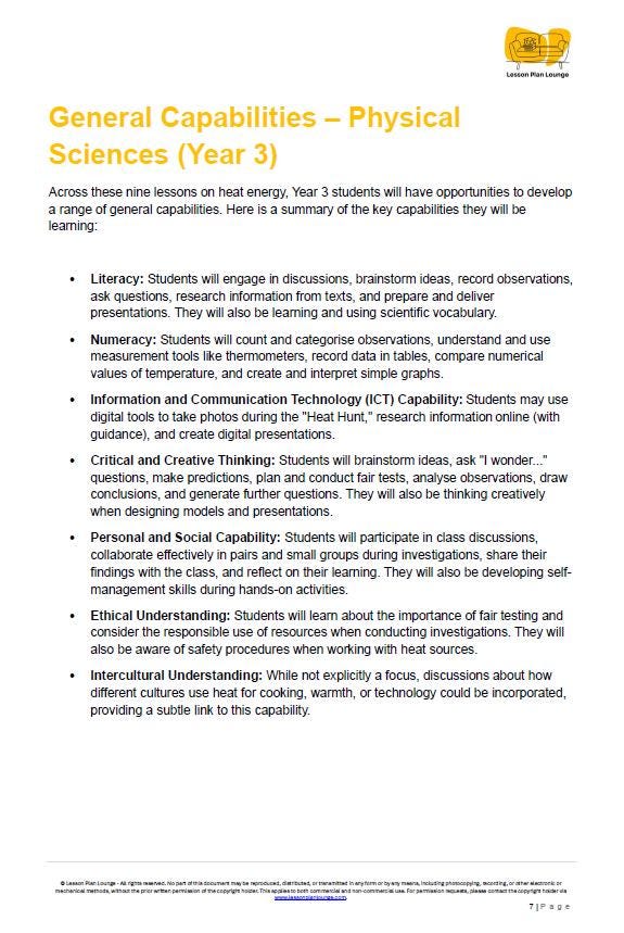 Science - Physical Sciences: Lesson Plans (9 lessons) + 1 Summative Assessment + FREE Student Workbook (Year 3)