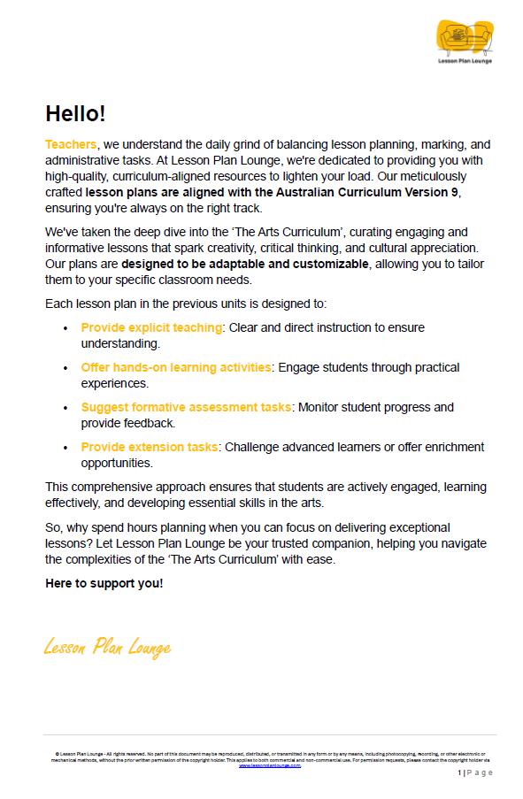 The Arts - MEDIA ARTS: 12 Lesson Plans + 1 Summative Assessment (Year 2)