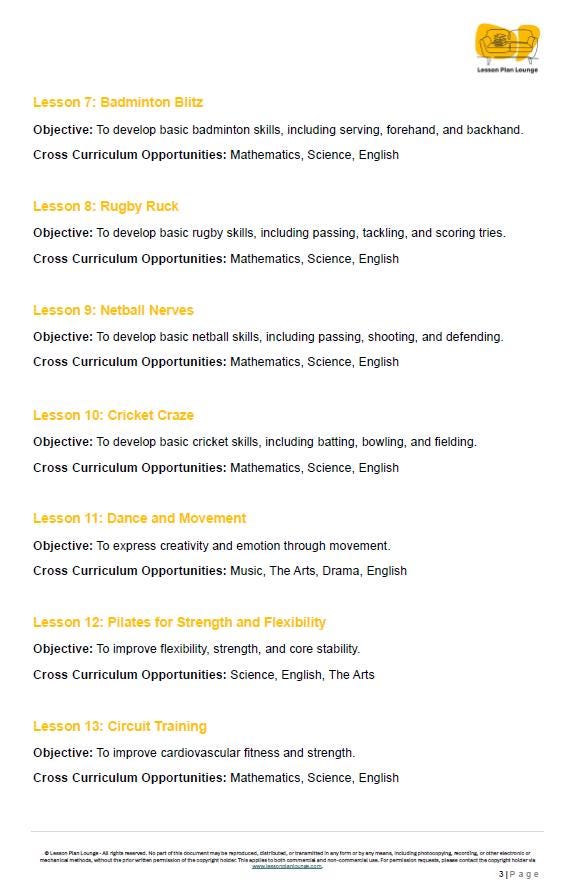 HPE - Movement and Physical Activity: 20 Lesson Plans + 1 Summative Assessment Task (Year 4)