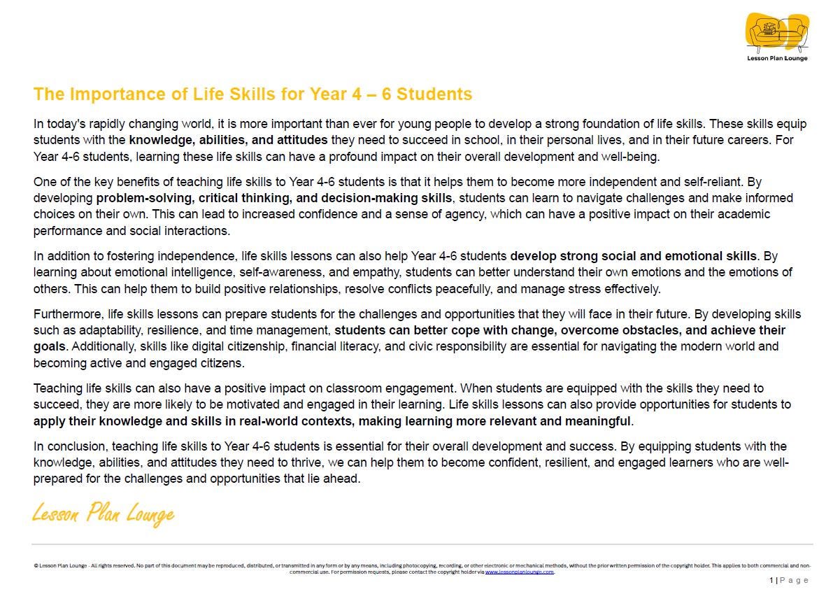 10 Lessons in Emotional Intelligence and Self-Awareness - Year 4 to Year 6