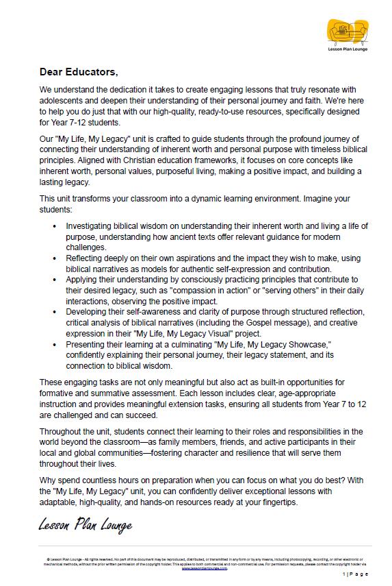 Studies of Religion - Identity & Self-Worth: 10 Lesson Plans + Summative Assessment Task + FREE Student WORKBOOK (Year 7 to 12)