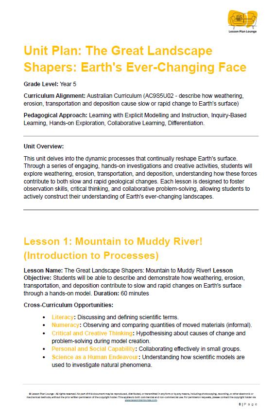 Science - Earth & space Sciences: Lesson Plans (10 Lessons) + 1 Summative Assessment + FREE Student Workbook (Year 5)