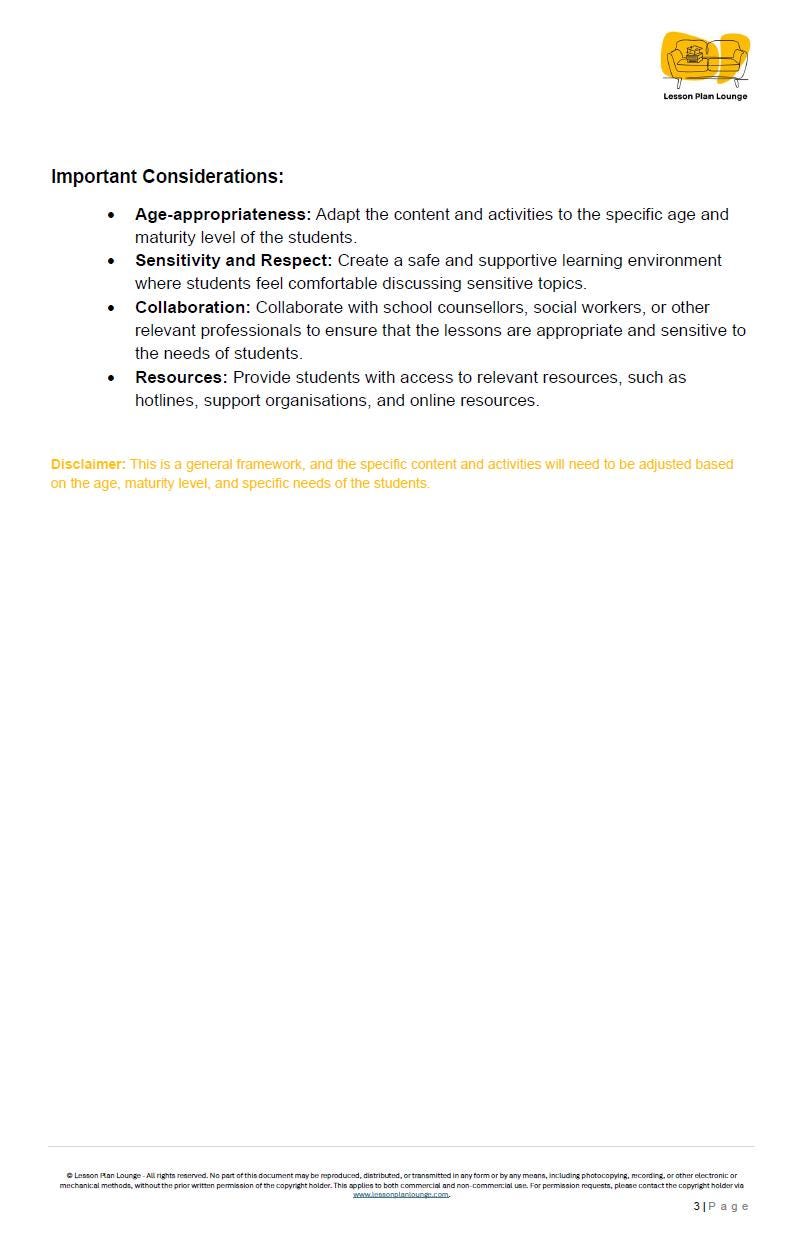 Understanding Consent: 10 Lesson Plans + 1 Summative Assessment + Worksheet Suggestions (High School)