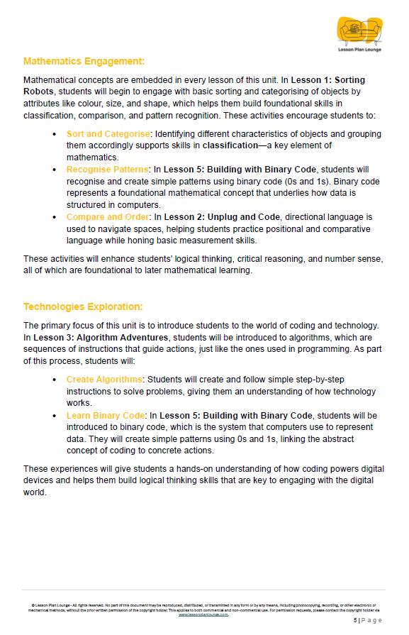 Basics for CODING: 5 Lesson Plans + 1 Summative Assessment Task (Kindergarten)