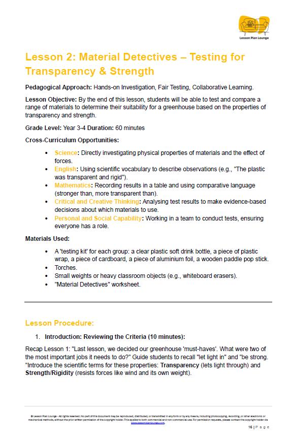 Design Technologies - Grow Your Own Greenhouse Gadget: 10 Lesson Plans + Summative Assessment and FREE Design PORTFOLIO Workbook (Year 3-4)