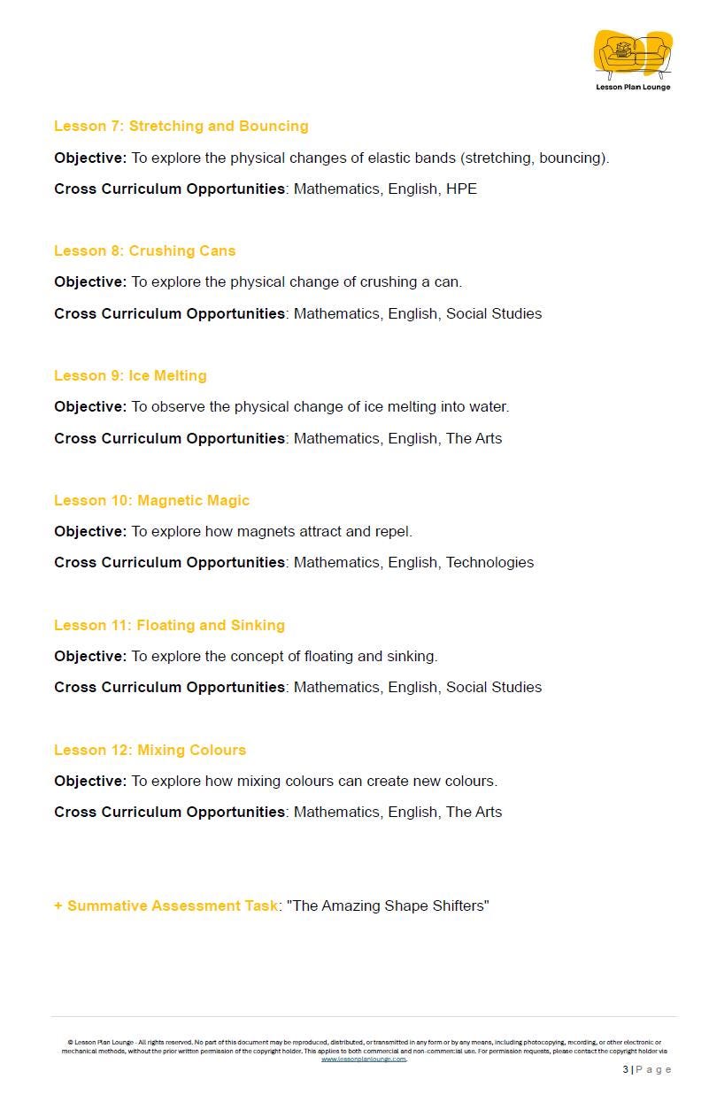 CHEMICAL Sciences - Adjusted Curriculum: 12 Lesson Plans + 1 Summative Assessment (Year 2)