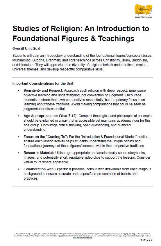 Studies of Religion - 4 Major World Religions: 15 Lesson Plans + Summative Assessment Task + FREE Student WORKBOOK incl. theory (Year 7-12)