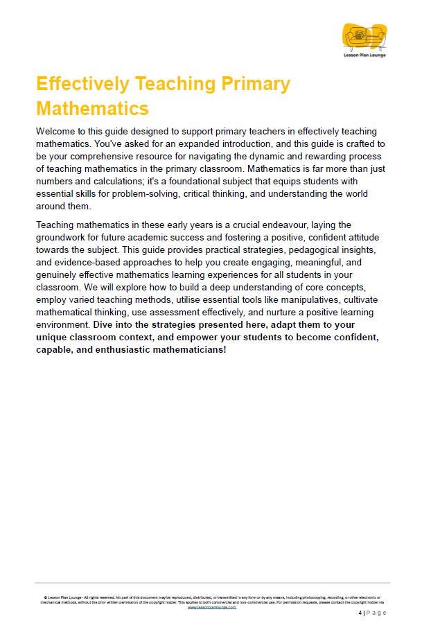 Teacher Guide - Effectively Teaching Primary Mathematics