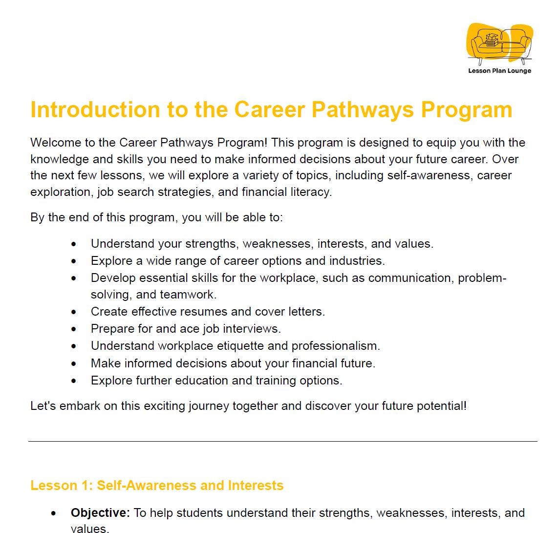 Career Education: 10 Lesson Plans (covering 20 lessons) + Worksheets (Year 9 - 10)