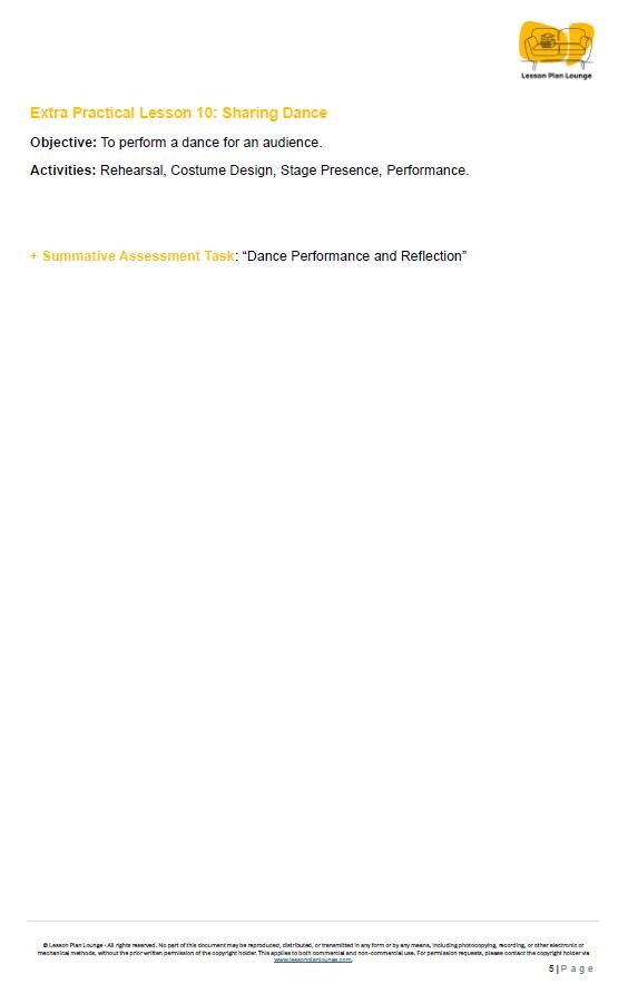 Dance - The Arts: 10 Lesson Plans + 1 Summative Assessment Task + 10 Extra practical lesson ideas (Year 4)
