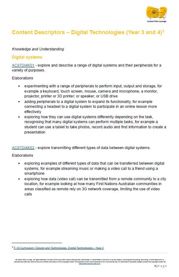Digital Technologies (AC9TDI4K01- AC9TDI4P09): 24 Lesson Plans (covering multiple lessons) with 75+ Hands-On Learning Tasks (Year 3)