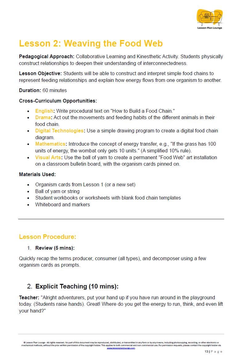 Science - Biological Sciences: 10 Lesson Plans + 1 Summative Assessment and FREE Student WORKBOOK (Year 4)