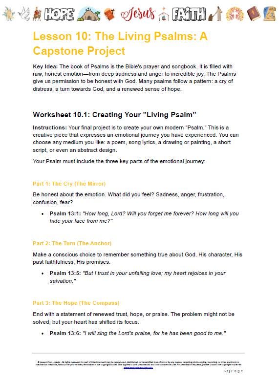 Studies of Religion - Emotional Intelligence & Biblical Wisdom: 10 Lesson Plans + 1 Summative Assessment + FREE Student WORKBOOK (Yr 7-12)