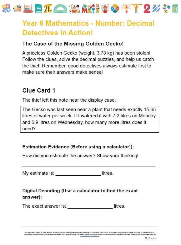 Mathematics - NUMBER: Lesson Plans, covering 20+ lessons, Summative Assessment Task + FREE Student Workbook (Year 6)