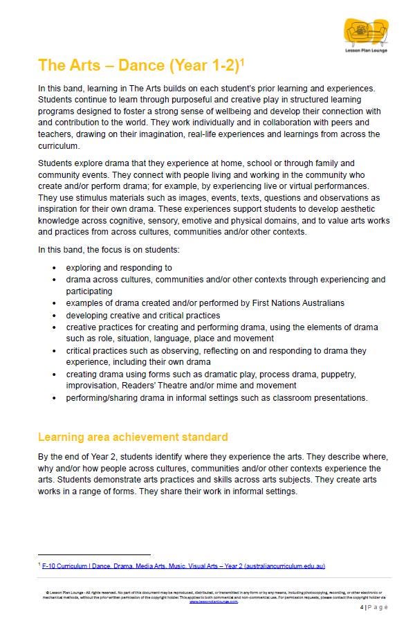 The Arts - DANCE: 12 Lesson Plans + 1 Summative Assessment + 10 Fun Dance Ideas (Year 1)