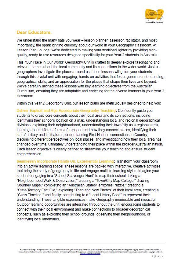 HASS - Geography: Lesson Plans (9 lessons) + 1 Summative Assessment + FREE Student Workbook (Year 2)