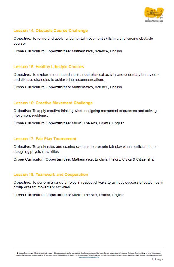 HPE - Movement and Physical Activity: 20 Lesson Plans + 1 Summative Assessment Task (Year 4)