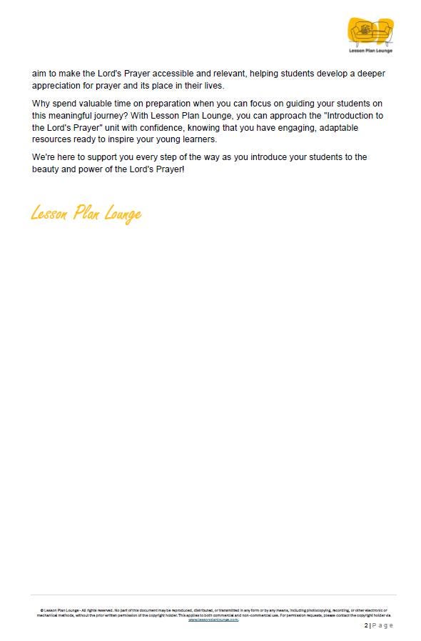 Studies of Religion - Introduction to The Lord's Prayer: 10 Lesson Plans + 1 Summative Assessment Task (Kindergarten to Year 2)