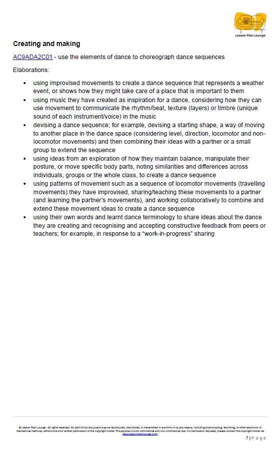 The Arts - DANCE: 12 Lesson Plans + 1 Summative Assessment + 10 Fun Dance Ideas (Year 2)