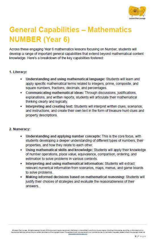 Mathematics - NUMBER: Lesson Plans, covering 20+ lessons, Summative Assessment Task + FREE Student Workbook (Year 6)