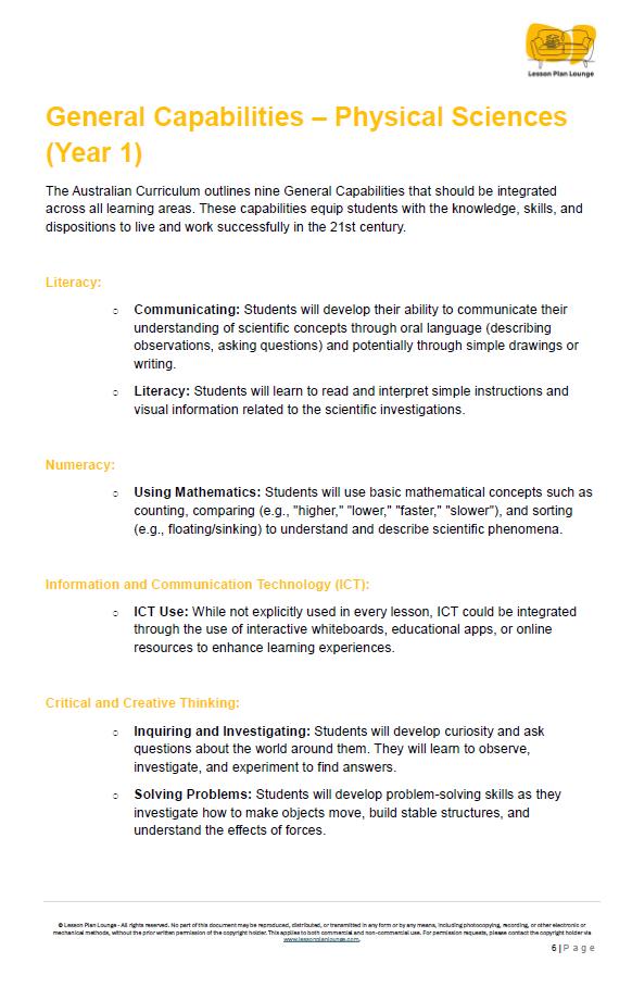 PHYSICAL Sciences Adjusted Curriculum: 12 Lesson Plans + 1 Summative Assessment (Year 1)