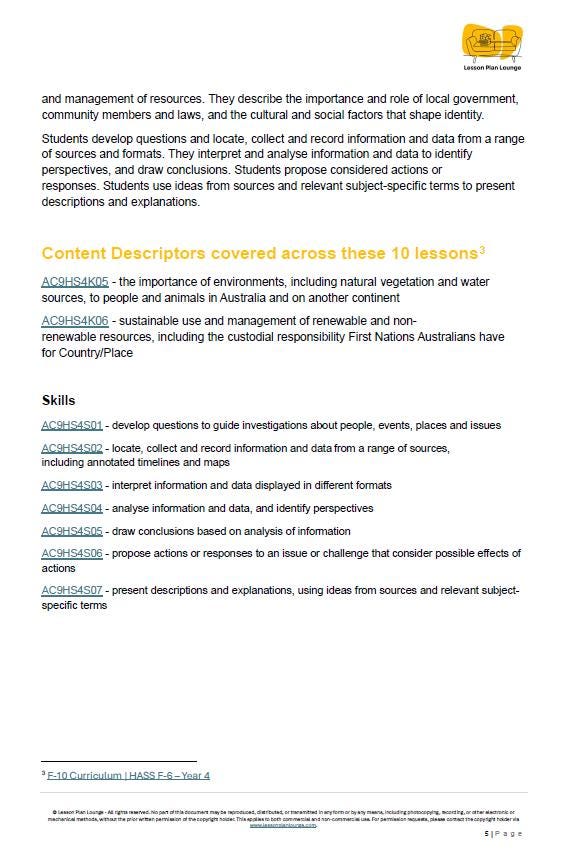 HASS - Geography: 10 Lesson Plans + 1 Summative Assessment and FREE Student Workbook (Year 4)