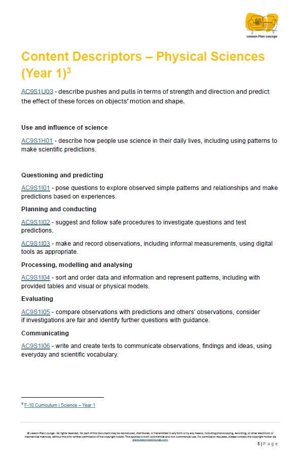 PHYSICAL Sciences Adjusted Curriculum: 12 Lesson Plans + 1 Summative Assessment (Year 1)