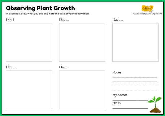 FREE Worksheet - Measuring Plant/ Seedling Growth (Green) - Sciences - Kindergarten to Year 2