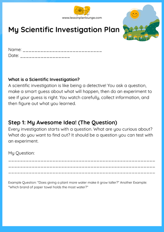FREE Worksheet - Science - Design and Experiment Template - Weather - (Primary/ Higher Education)