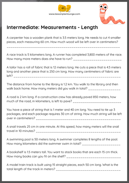 FREE Worksheets - Mathematics - Intermediate Measurements - Primary/ High School Education