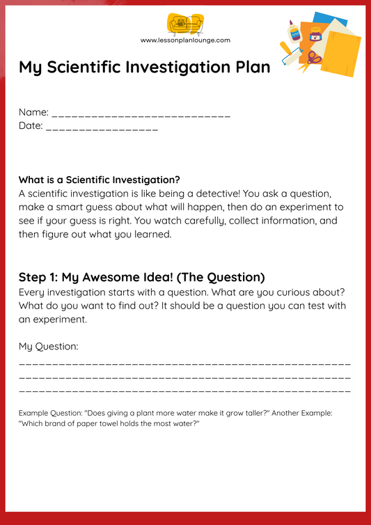 FREE Worksheet - Science - Design and Experiment Template - Materials - (Primary/ Higher Education)