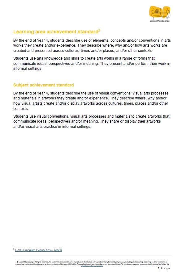 Visual Arts - The Arts: 10 Lesson Plans + 1 Summative Assessment + 25 Extra Visual Arts Ideas (Year 3)