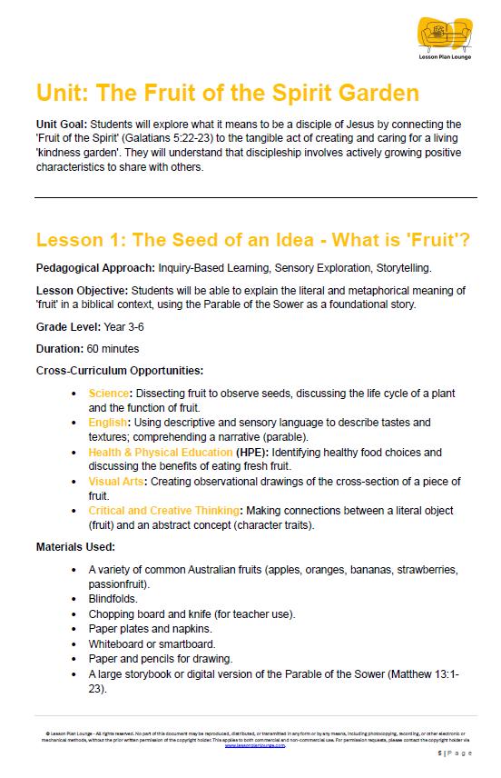 Studies of Religion - The Fruits of the Spirit (Discipleship): 10 Lesson Plans + Summative Assessment and FREE Student WORKBOOK (Year 3-6)