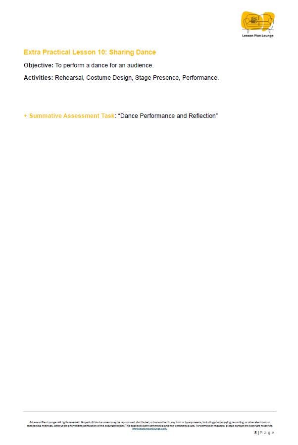 Dance - The Arts: 10 Lesson Plans + 1 Summative Assessment Task + 10 Extra practical lesson ideas (Year 3)