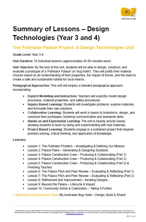 Design Technologies - My Australian Bug Hotel: 10 Lesson Plans + 1 Summative Assessment Task and FREE Student DESIGN PORTFOLIO (Year 4)