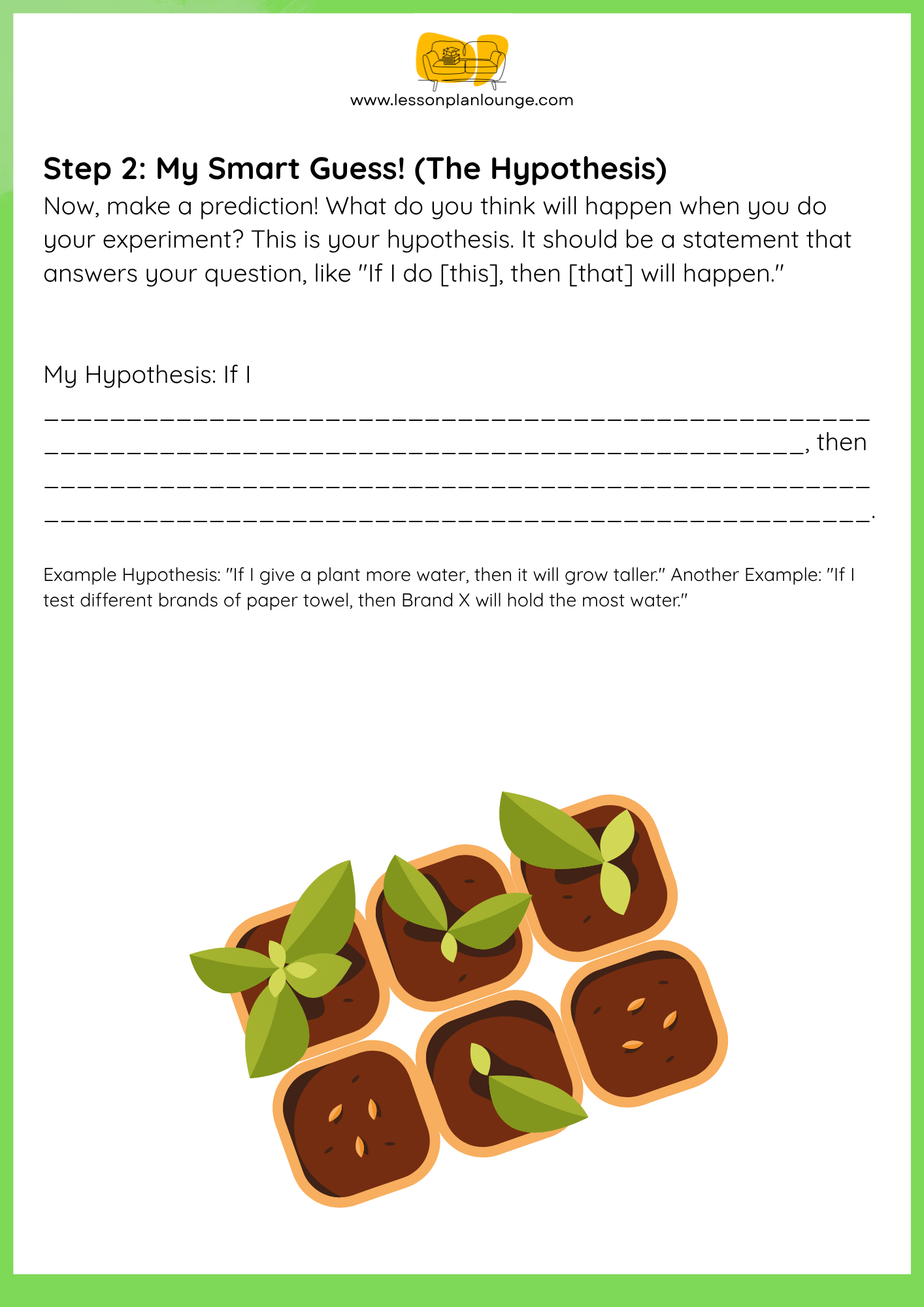 FREE Worksheet - My Scientific Investigation Plan (Plant growth) - Education - Biological Sciences (Year 4 - Year 8)