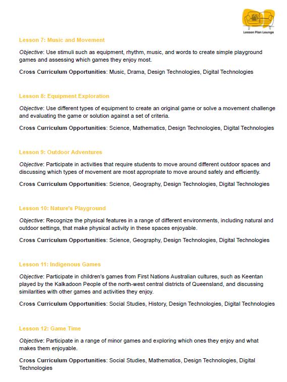 HPE (Health and Physical Education) - Unit 2: 30 Lesson Plans + 1 Summative Assessment and 13 Additional Exercises, Games, Movement options