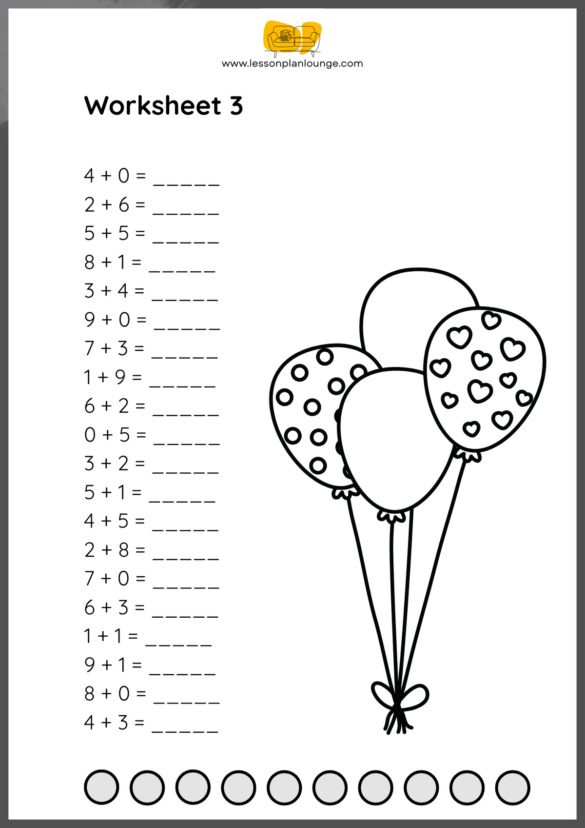 Single Digits Math Addition Lesson Plan FREE WORKSHEETS - Mathematics - Single Digits Addition - Primary Educa ...